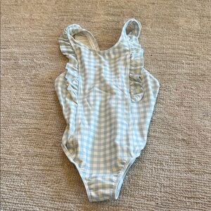 Minnow Blue and White Gingham Ruffle One-Piece Swimsuit